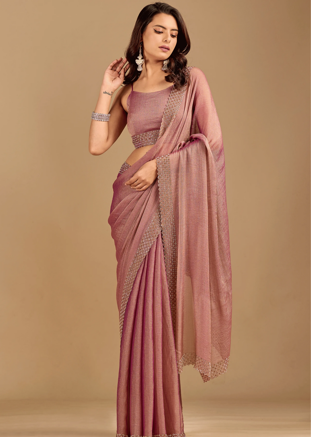 Dusty Pink Soft Silk Saree Pallu Detail - Traditional Wear Saree