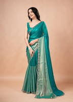Firozi Tissue Silk Saree Pallu Detail - Traditional Wear Saree