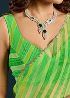 Parrot Green Chiffon Saree Draped Look - Traditional Wear Saree