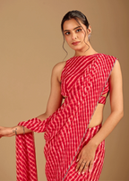 Coral Red Chiffon Saree Pallu Detail - Traditional Wear Saree