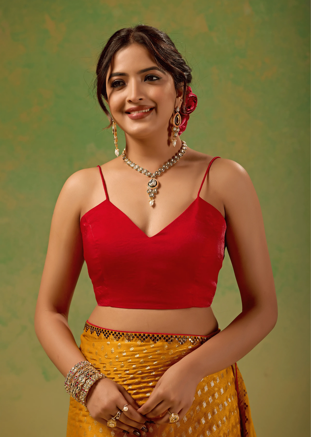 Mustard Yellow Tissue Silk Saree Standing Look - Festive Wear Saree