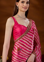 Red Pink Italian Silk Saree Styled Look - Festive Wear Saree