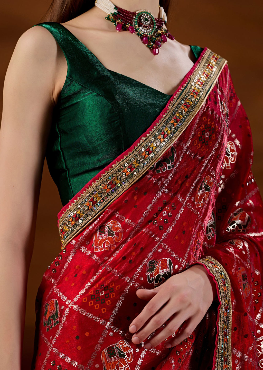 Pink Art Silk Saree Side View - Festive Wear Saree
