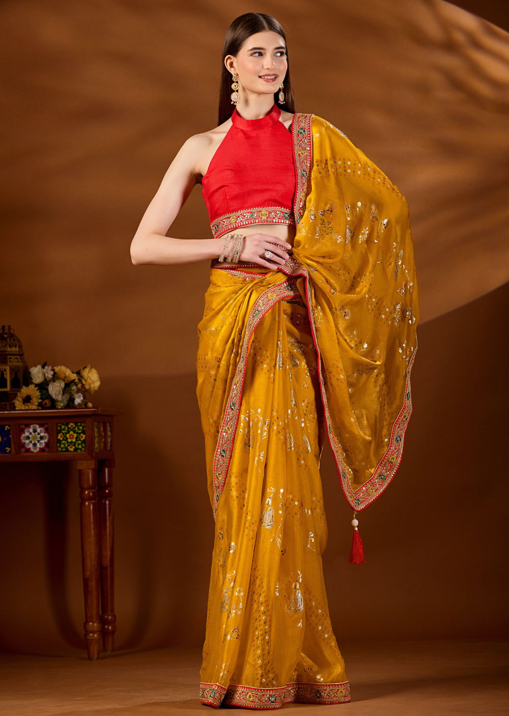 Yellow Art Silk Saree Styled Look - Festive Party Wear