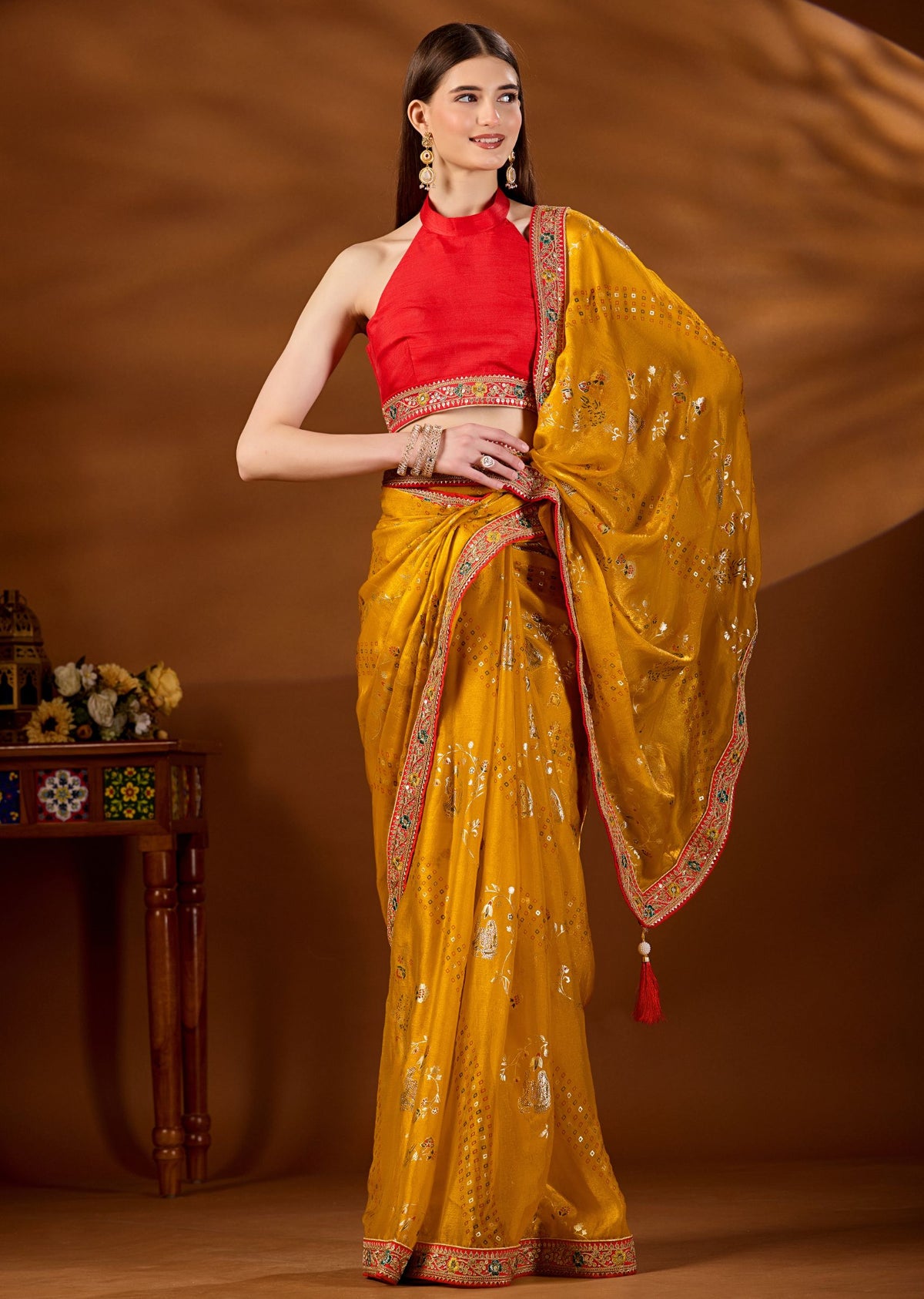 Yellow Art Silk Saree Styled Look - Festive Party Wear