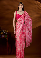 Red Pink Silk Saree Floral Booti Close Up - Party Wear Saree