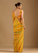 Mustard Yellow Chiffon Saree With Stone Work