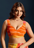 Orange Chiffon Saree With Leheriya Print