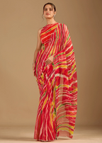 Red Chiffon Saree Pallu Detail - Traditional Wear Saree