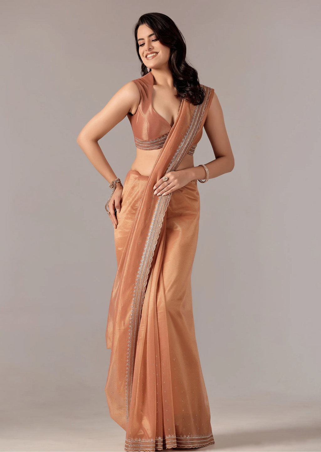 Orange Organza Saree Pallu Detail - Traditional Wear Saree