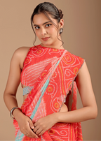 Orange Chiffon Saree Draped Look - Traditional Wear Saree