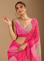 Red Chiffon Saree Draped Look - Traditional Wear Saree