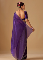 Royal Wine Tissue Silk Saree With Crystal Stone Border - Photo 2 | Buy Online Ethnic9