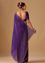 Royal Wine Tissue Silk Saree With Crystal Stone Border