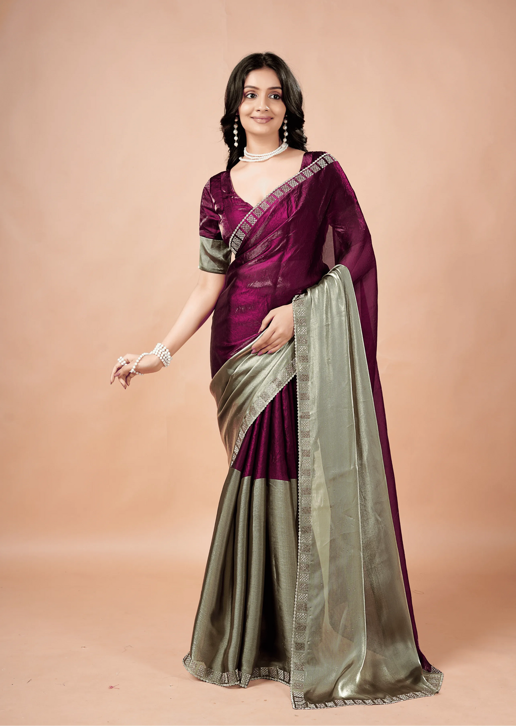 Purple Tissue Silk Saree Pallu Detail - Traditional Wear Saree