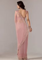 Baby Pink Tissue Saree With Stone Embroidery