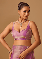Lavender Tissue Silk Saree With Stone Work