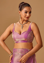 Lavender Tissue Silk Saree Blouse Design - Traditional Wear Saree