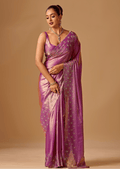 Orchid Purple Tissue Silk Saree With Stone Embroidery