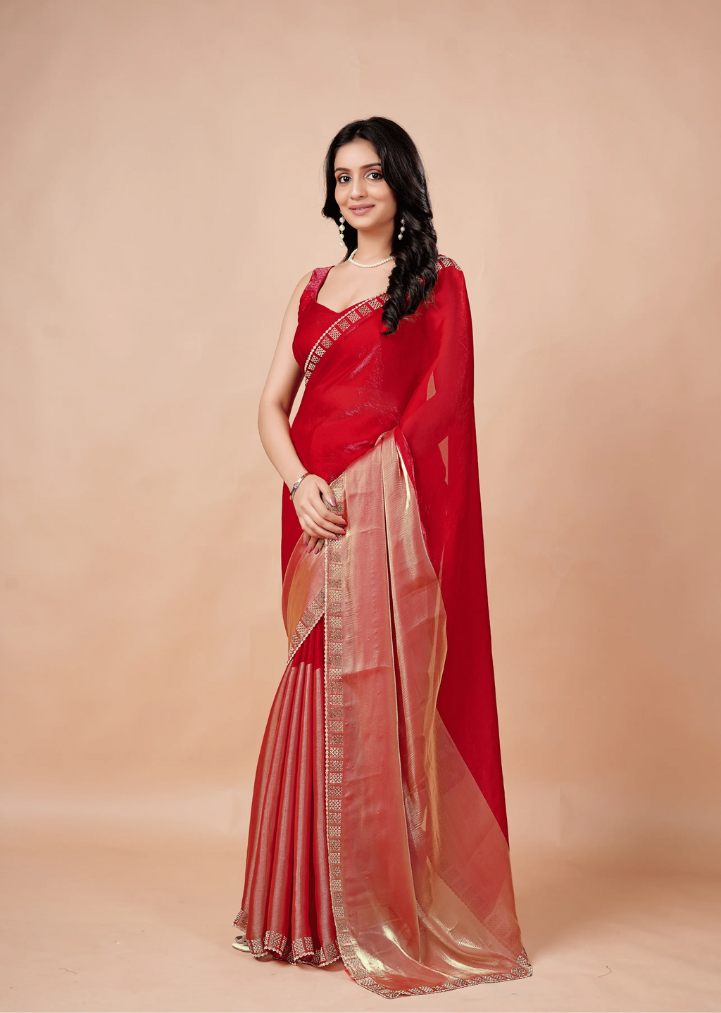  Red Tissue Silk Saree Pallu Detail - Traditional Wear Saree