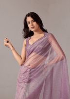 Purple Organza Saree With Sequin Border Work