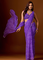  Royal Purple Chiffon Saree Pallu Detail - Traditional Wear Saree