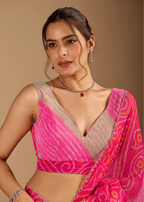 Red Chiffon Saree Pallu Detail - Stone Work Border Detail