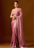 Pink Tissue Silk Saree With Stone Work
