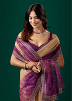 Royal Purple Organza Saree Standing Look - Festive Wear Saree