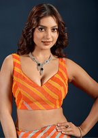 Orange Chiffon Saree Draped Look - Traditional Wear Saree
