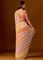 Peach Orange Chiffon Saree With Stone Work
