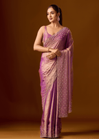 Purple Tissue Silk Saree With Stone Work
