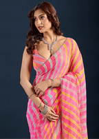 Red Chiffon Saree Close Up Pose - Day Functions Wear