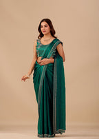 Royal Blue Organza Saree with Stone Work Border & Designer Embellished Blouse