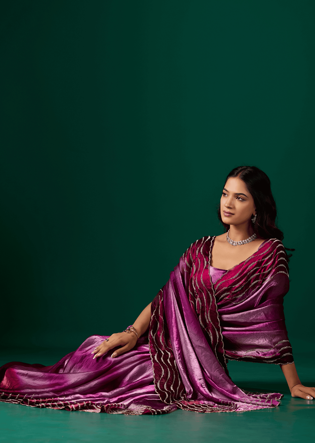Purple Italian Silk Saree Styled Look - Festive Wear Saree