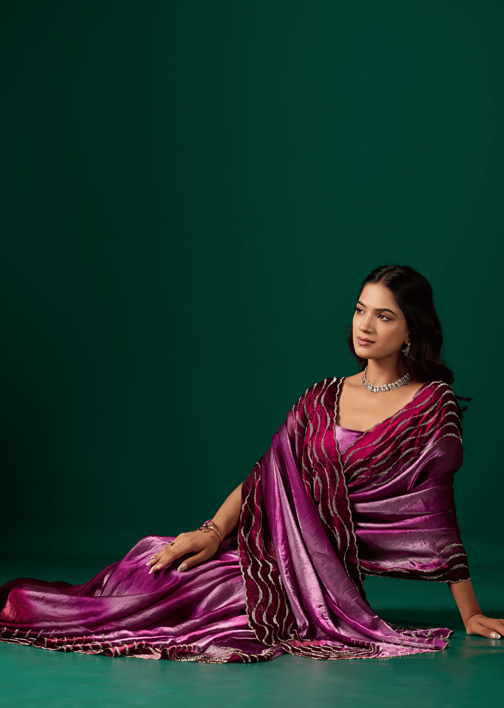 Purple Italian Silk Saree Styled Look - Festive Wear Saree