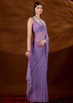 Lavender Purple Chiffon Saree Side View - Day Event Saree