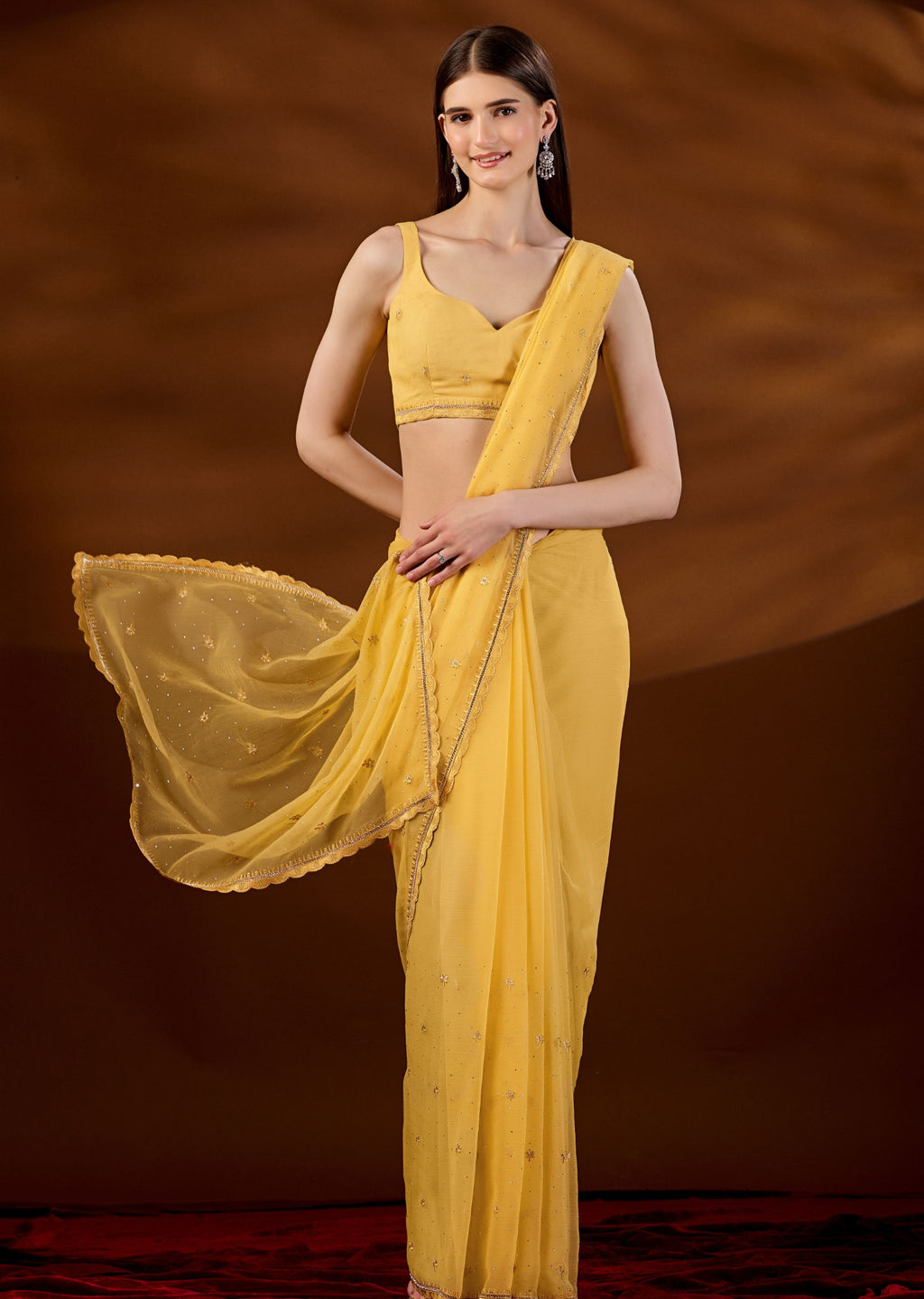 Yellow Chiffon Saree Styled Look - Party Wear Saree