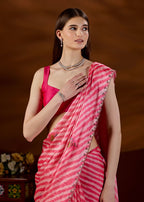 Red Pink Italian Silk Saree Styled Look - Festive Wear Saree