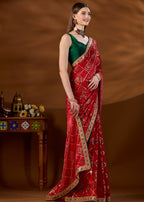 Red Art Silk Saree Styled Look - Festive Party Wear