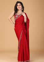 Royal Blue Organza Saree with Stone Work Border & Designer Embellished Blouse