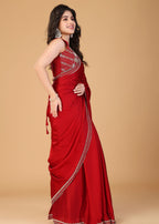 Royal Blue Organza Saree with Stone Work Border & Designer Embellished Blouse