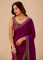 Royal Blue Organza Saree with Stone Work Border & Designer Embellished Blouse