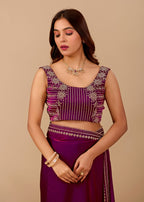 Royal Blue Organza Saree with Stone Work Border & Designer Embellished Blouse