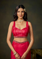 Pink Satin Silk Saree With Paisley Embellished Motifs And Border
