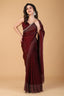 Marun stone work soft silk saree