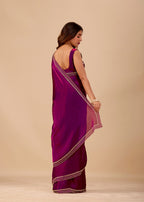 Royal Blue Organza Saree with Stone Work Border & Designer Embellished Blouse