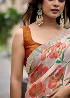 Orange Italian Silk Saree Outdoor Styled Look - Festive Wear Saree