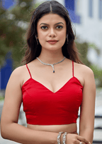 Red Italian Silk Saree With Matching Blouse - Party Wear Look