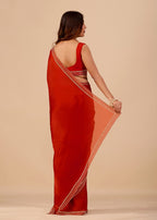 Royal Blue Organza Saree with Stone Work Border & Designer Embellished Blouse